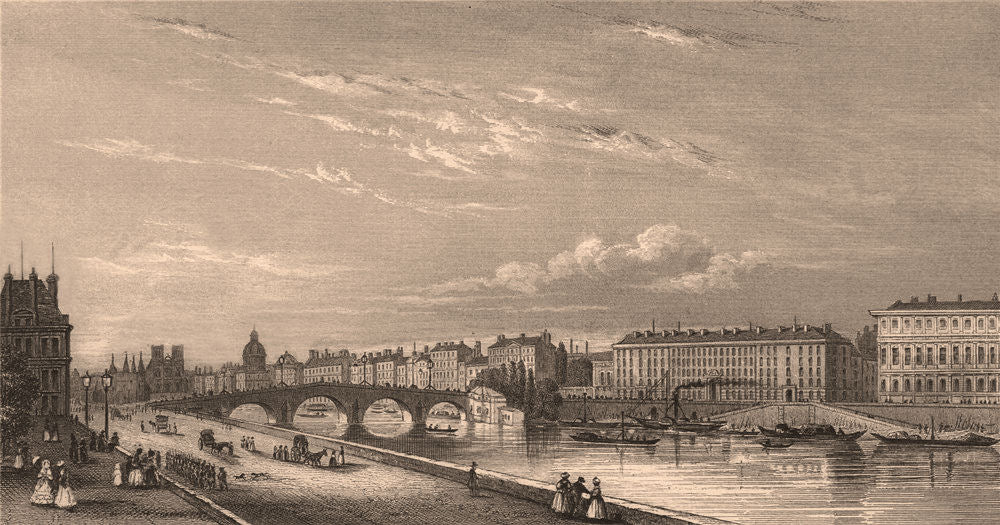 PARIS. The Royal Bridge. BICKNELL 1845 old antique vintage print picture